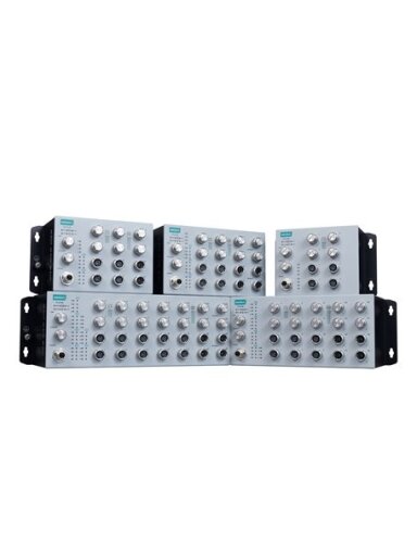Moxa (TN-4528B-20P-4G-4GP-CT-T) EN 50155 28-port L2 switch including 20 FE PoE ports, 4 Gigabit ports, 4 Gigabit PoE ports, 150 W PoE power budget, 24 to 110 VDC power input, -40 to 70°C operating temperature, IP42, conformal coating