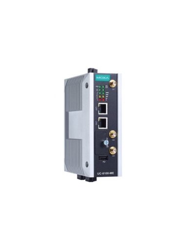 Moxa (UC-8112-ME-T-LX1) Arm-based wireless-enabled DIN-rail industrial computer with 1 GHz CPU, 1 GB RAM, 2 Ethernet ports, 2 serial ports, 1 Mini PCIe slot, -40 to 85°C operating temperature