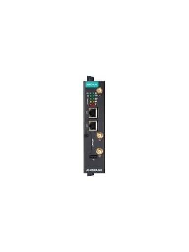 Moxa (UC-8112A-ME-T-LX) Arm-based DIN-rail industrial computer with 2 Ethernet ports, 2 serial ports, 1 Mini PCIe slot for Wi-Fi or LTE, -40 to 75°C operating temperature