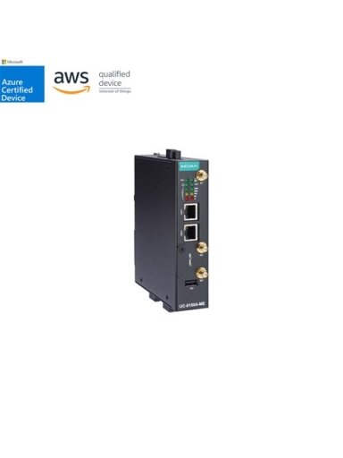 Moxa (UC-8112A-ME-T-LX) Arm-based DIN-rail industrial computer with 2 Ethernet ports, 2 serial ports, 1 Mini PCIe slot for Wi-Fi or LTE, -40 to 75°C operating temperature