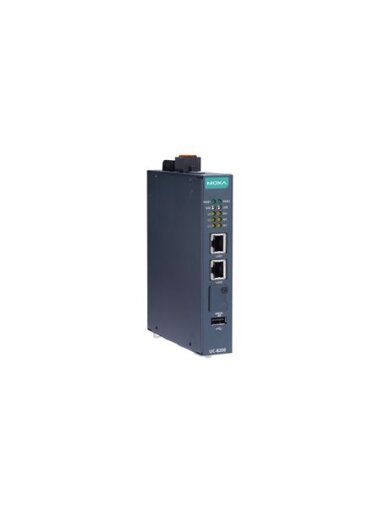 Moxa (UC-8210-T-LX-S) Arm Cortex-A7 dual-core 1 GHz IIoT gateway with built-in TPM module, 1 CAN port, 4 DIs, 4 DOs, -40 to 85°C operating temperature