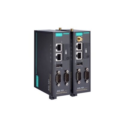 Moxa (AIG-101-T) 2 prievadų Modbus RTU/ASCII/TCP į MQTT/Azure/AWS debesijai pritaikytas tinklų sietuvas su Darbinė temperatūra: -40...70 °C