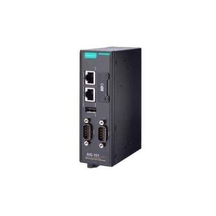 Moxa (AIG-101-T-EU) 2 prievadų Modbus RTU/ASCII/TCP į MQTT/Azure/AWS debesijai pritaikytas tinklų sietuvas su integruotu LTE Cat. 1 Modulis, skirtas ES regionas, Darbinė temperatūra: -40...70 °C 1
