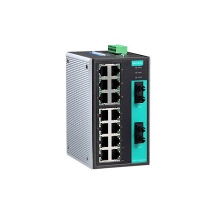 Moxa (EDS-316-MM-ST) nevaldomas Ethernet komutatorius, komplektacija: 14 10/100BaseT(X) prievadai, 2 100BaseFX daugiamodis prievadai su ST jungtys, relė išėjimas įspėjimas, Darbinė temperatūra: -10...60 °C