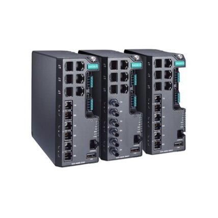 Moxa (EDS-4009-3MSC-HV-T) valdomas Ethernet komutatorius, komplektacija: 6 10/100BaseT(X) prievadai, 3 100BaseFX daugiamodis prievadai su SC jungtys, vienas maitinimo šaltinis 110/220 VAC/VDC, Darbinė temperatūra: -40...75 °C 1
