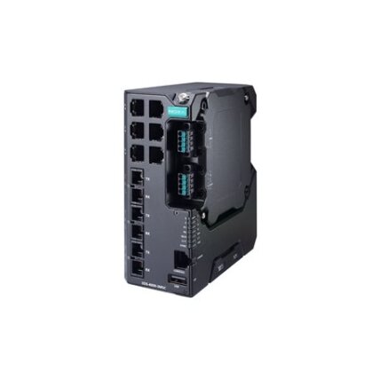 Moxa (EDS-4009-3MST-HV) valdomas Ethernet komutatorius, komplektacija: 6 10/100BaseT(X) prievadai, 3 100BaseFX daugiamodis prievadai su ST jungtys, vienas maitinimo šaltinis 110/220 VAC/VDC, Darbinė temperatūra: -10...60 °C 3