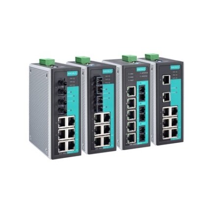 Moxa (EDS-408A-1M2S-SC) pradinio lygio valdomas Ethernet komutatorius, komplektacija: 5 10/100BaseT(X) prievadai, 1 100BaseFX daugiamodis prievadas, 2 100BaseFX vienamodis prievadai su SC jungtys, Darbinė temperatūra: 0...60 °C 1