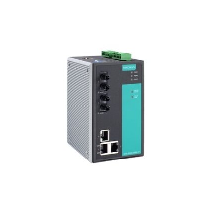 Moxa (EDS-505A-MM-SC) valdomas Ethernet komutatorius, komplektacija: 3 10/100BaseT(X) prievadai, 2 100BaseFX daugiamodis prievadai su SC jungtys, Darbinė temperatūra: 0...60 °C 3