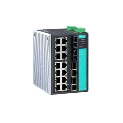Moxa (EDS-518A-MM-SC) valdomas Gigabit Ethernet komutatorius, komplektacija: 14 10/100BaseT(X) prievadai, 2 100BaseFX daugiamodis prievadai su SC jungtys, 2 kombinuotas 10/100/1000BaseT(X) arba 1000BaseSFP lizdai skirta pridedant SFP-1G serija Gigabit Eth Moxa (EDS-518A-MM-SC) valdomas Gigabit Ethernet komutatorius, komplektacija: 14 10/100BaseT(X) prievadai, 2 100BaseFX daugiamodis prievadai su SC jungtys, 2 kombinuotas 10/100/1000BaseT(X) arba 1000BaseSFP lizdai skirta pridedant SFP-1G serija Gigabit Eth