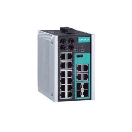Moxa (EDS-518E-SS-SC-4GTXSFP-T) valdomas Gigabit Ethernet komutatorius, komplektacija: 12 10/100BaseT(X) prievadai, 4 10/100/1000BaseT(X) arba 100/1000BaseSFP prievadai, 2 100BaseFX vienamodis prievadai su SC jungtis, Darbinė temperatūra: -40...75 °C 3 Moxa (EDS-518E-SS-SC-4GTXSFP-T) valdomas Gigabit Ethernet komutatorius, komplektacija: 12 10/100BaseT(X) prievadai, 4 10/100/1000BaseT(X) arba 100/1000BaseSFP prievadai, 2 100BaseFX vienamodis prievadai su SC jungtis, Darbinė temperatūra: -40...75 °C 3