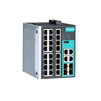 Moxa (EDS-528E-4GTXSFP-HV) valdomas Gigabit Ethernet komutatorius, komplektacija: 24 10/100BaseT(X) prievadai, 4 10/100/1000BaseT(X) arba 100/1000BaseSFP prievadai, 110/220 VAC/VDC maitinimo įėjimas,Darbinė temperatūra: -10...60 °C 2 Moxa (EDS-528E-4GTXSFP-HV) valdomas Gigabit Ethernet komutatorius, komplektacija: 24 10/100BaseT(X) prievadai, 4 10/100/1000BaseT(X) arba 100/1000BaseSFP prievadai, 110/220 VAC/VDC maitinimo įėjimas,Darbinė temperatūra: -10...60 °C 2
