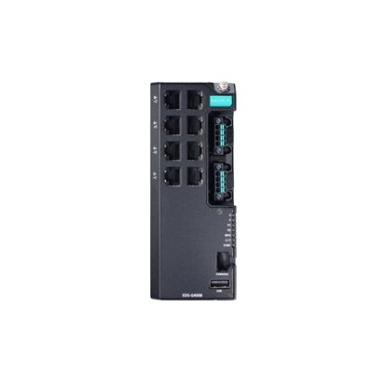 Moxa (EDS-G4008-LV-T) valdomas Ethernet komutatorius, komplektacija: 8 10/100/1000BaseT(X) prievadai, dvigubas maitinimas maitinimo šaltinis, 12/24/48 VDC, Darbinė temperatūra: -40...75 °C 2