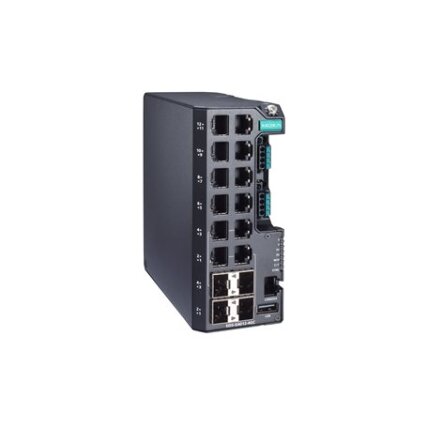 Moxa (EDS-G4012-4GC-HV) valdomas Ethernet komutatorius, komplektacija: 8 10/100/1000BaseT(X) prievadai, 4 10/100/1000BaseT(X) arba 100/1000BaseSFP prievadai, vienas maitinimo šaltinis, 110/220 VAC/VDC, Darbinė temperatūra: -10...60 °C