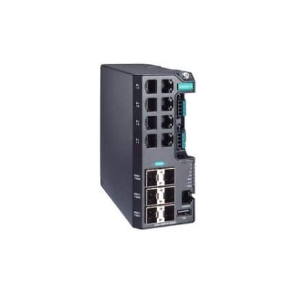 Moxa (EDS-G4014-6QGS-HV) valdomas Ethernet komutatorius, komplektacija: 8 10/100/1000BaseT(X) prievadai, 6 1000/2500BaseSFP prievadai, vienas maitinimo šaltinis, 110/220 VAC/VDC, Darbinė temperatūra: -10...60 °C Moxa (EDS-G4014-6QGS-HV) valdomas Ethernet komutatorius, komplektacija: 8 10/100/1000BaseT(X) prievadai, 6 1000/2500BaseSFP prievadai, vienas maitinimo šaltinis, 110/220 VAC/VDC, Darbinė temperatūra: -10...60 °C