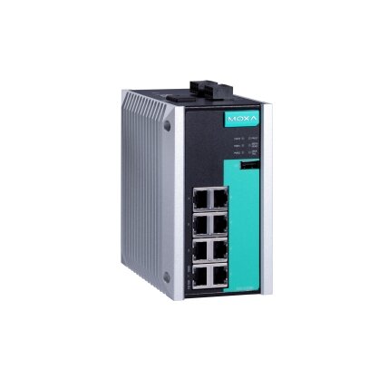 Moxa (EDS-G508E-T) 8 prievadų visi prievadai Gigabit, valdomas Ethernet komutatorius, komplektacija: 8 10/100/1000BaseT(X) prievadai, Darbinė temperatūra: -40...75 °C 2