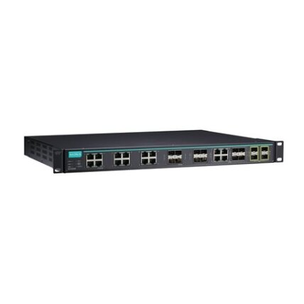 Moxa (ICS-G7828A-4XG-HV-HV-T) 3 lygmens visi prievadai Gigabit, valdomas Ethernet komutatorius, komplektacija: 20 10/100/1000BaseT(X) prievadai, 4 10/100/1000BaseT(X) arba 100/1000BaseSFP lizdas kombinuoti prievadai, 4 10GbE SFP+ lizdai, 2 galvaniškai ats 3 Moxa (ICS-G7828A-4XG-HV-HV-T) 3 lygmens visi prievadai Gigabit, valdomas Ethernet komutatorius, komplektacija: 20 10/100/1000BaseT(X) prievadai, 4 10/100/1000BaseT(X) arba 100/1000BaseSFP lizdas kombinuoti prievadai, 4 10GbE SFP+ lizdai, 2 galvaniškai ats 3