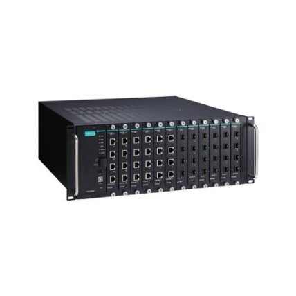 Moxa (ICS-G7848A-HV-HV) 3 lygmens visi prievadai Gigabit, modulinis valdomas Ethernet komutatorius sistema, komplektacija: 12 lizdai skirta 4 prievadų Gigabit Ethernet sąsaja moduliai, 2 galvaniškai atskirti maitinimo šaltiniai (85...264 VAC), skirta a be