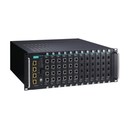 Moxa (ICS-G7852A-4XG-HV-HV) 3 lygmens visi prievadai Gigabit, modulinis valdomas Ethernet komutatorius sistema, komplektacija: 4 10GbE SFP+ lizdai, 12 lizdai skirta 4 prievadų Gigabit Ethernet sąsaja moduliai, 2 galvaniškai atskirti maitinimo šaltiniai (8 1