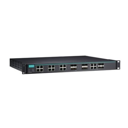 Moxa (IKS-G6824A-8GSFP-4GTXSFP-HV-HV-T) 3 lygmens visi prievadai Gigabit, valdomas Ethernet komutatorius, komplektacija: 12 10/100/1000BaseT(X) prievadai, 8 100/1000BaseSFP lizdai, 4 10/100/1000BaseT(X) arba 100/1000BaseSFP lizdas kombinuoti prievadai, 2