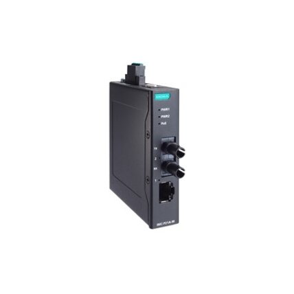 Moxa (IMC-P21A-G2-S-SC) PoE+ pramoninis 10/100Base-T(X) į 100Base-FX medijos keitiklis, vienamodis prievadas su SC jungtis, Darbinė temperatūra: -10...60 °C 2