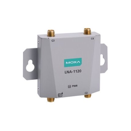 Moxa (LNA-1120-T) pramoninis 5G mažo triukšmo stiprintuvas, n48, n78, n79, n1, n3, ir n7 dažnių juostos, IP30, -40°C į 70°C darbinė temperatūra 1