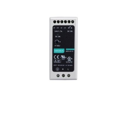 Moxa (MDR-40-24) DIN bėgelio 24 VDC maitinimo šaltinis, komplektacija: 40W/1.7A, 85...264 VAC, arba 120...370 VDC įėjimas, Darbinė temperatūra: -20...70 °C 1 Moxa (MDR-40-24) DIN bėgelio 24 VDC maitinimo šaltinis, komplektacija: 40W/1.7A, 85...264 VAC, arba 120...370 VDC įėjimas, Darbinė temperatūra: -20...70 °C 1