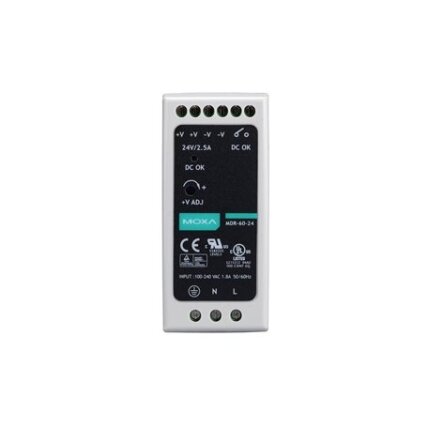 Moxa (MDR-60-24) DIN bėgelio 24 VDC maitinimo šaltinis, komplektacija: 60W/2.5A, 85...264 VAC, arba 120...370 VDC įėjimas, Darbinė temperatūra: -20...70 °C Moxa (MDR-60-24) DIN bėgelio 24 VDC maitinimo šaltinis, komplektacija: 60W/2.5A, 85...264 VAC, arba 120...370 VDC įėjimas, Darbinė temperatūra: -20...70 °C