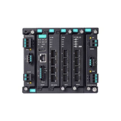 Moxa (MDS-G4012-L3-T) 3 lygmens visi prievadai Gigabit, modulinis valdomas Ethernet komutatorius, komplektacija: 4 fiksuotas Gigabit Ethernet prievadai, 2 lizdai skirta pasirinktinai 4 prievadų GE/FE moduliai, 2 lizdai skirta galvaniškai atskirtas maitini 2