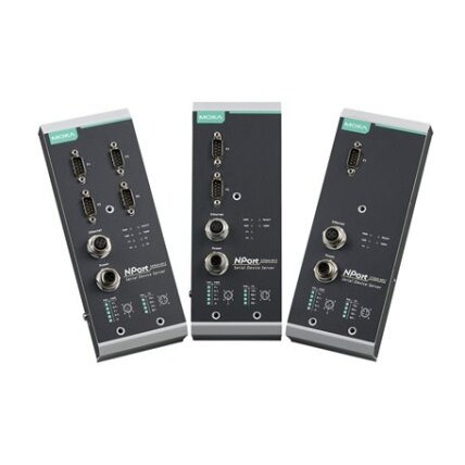 Moxa (NPort 5250AI-M12-CT) 2 prievadų RS-232/422/485 įrenginių serveris, 1 10/100BaseT(X) prievadas, komplektacija: M12 jungtis, M12 maitinimo įėjimas, Darbinė temperatūra: -25...55 °C, apsauginė elektronikos danga 1