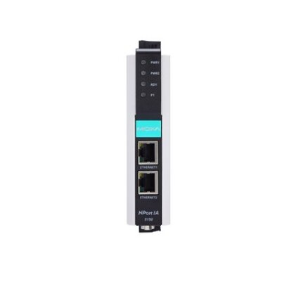 Moxa (NPort IA-5250) 2 prievadų RS-232/422/485 įrenginių serveris, komplektacija: 2 10/100BaseT(X) prievadai (RJ45 jungtys, vienas IP), Darbinė temperatūra: 0...55 °C 3