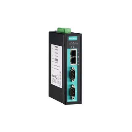 Moxa (NPort IA5250A) 2 prievadų RS-232/422/485 pramoninis automatizavimo įrenginių serveris su nuoseklusis ryšys/LAN/maitinimas apsauga nuo viršįtampių, 2 10/100BaseT(X) prievadai su vienas IP, Darbinė temperatūra: 0...60 °C