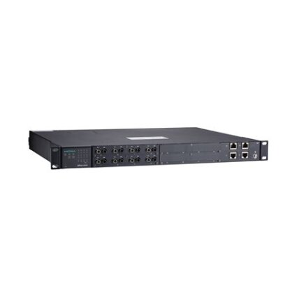 Moxa (NPort S9650I-8F-2HV-E-T) 8 prievadų RS-232/422/485 atsparus aplinkai įrenginių serveris su daugiamodis ST jungtys on nuosekliojo ryšio prievadai, 2 10/100BaseT(X) prievadai su IEEE 1588v2 Palaikymas, 88...300 VDC arba 85...264 VAC, Darbinė temperatū