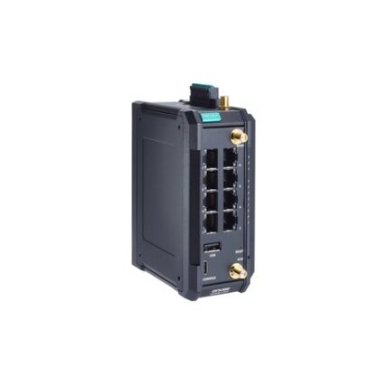 Moxa (OnCell G4308-LTE4-GL-T) pramoninis LTE Cat. 4 mobiliojo ryšio saugus maršrutizatorius, pasaulinis dažnių juosta Palaikymas, 8 10/100/1000BaseT(X) RJ45 prievadai, Darbinė temperatūra: -30...70 °C