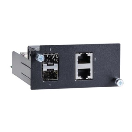 Moxa (PM-7500-2MSC) Fast Ethernet modulis, komplektacija: 2 100BaseFX daugiamodis prievadai su SC jungtys, atitinka su IEC 61850-3, Darbinė temperatūra: -40...85 °C 2