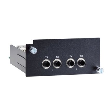 Moxa (PM-7500-2MST) Fast Ethernet modulis, komplektacija: 2 100BaseFX daugiamodis prievadai su ST jungtys, atitinka su IEC 61850-3, Darbinė temperatūra: -40...85 °C Moxa (PM-7500-2MST) Fast Ethernet modulis, komplektacija: 2 100BaseFX daugiamodis prievadai su ST jungtys, atitinka su IEC 61850-3, Darbinė temperatūra: -40...85 °C