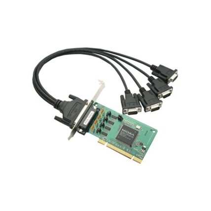 Moxa (POS-104UL-DB9M) 4 prievadų RS-232 Žemo profilio universali PCI plokštė su nuosekliojo ryšio prievadas maitinimas, Darbinė temperatūra: 0...55 °C (DB9 kištukas kabelis įtrauktas)