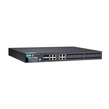 Moxa (PT-7528-16MST-8TX-4GSFP-HV) IEC 61850-3 valdomas Montuojamas į spintą Ethernet komutatorius, komplektacija: 16 100BaseFX prievadai (MST), 8 10/100BaseT(X) prievadai, ir 4 1000BaseSFP prievadai, skirta a bendras of up į 28 prievadai, 1 galvaniškai at Moxa (PT-7528-16MST-8TX-4GSFP-HV) IEC 61850-3 valdomas Montuojamas į spintą Ethernet komutatorius, komplektacija: 16 100BaseFX prievadai (MST), 8 10/100BaseT(X) prievadai, ir 4 1000BaseSFP prievadai, skirta a bendras of up į 28 prievadai, 1 galvaniškai at
