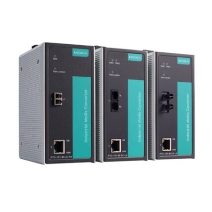 Moxa (PTC-101-S-SC-LV) pramoninis 10/100BaseT(X) į 100BaseFX medijos keitiklis, vienamodis su SC jungtis, dvigubas rezervinis maitinimas įėjimai (20...70 VDC), Darbinė temperatūra: -40...85 °C Moxa (PTC-101-S-SC-LV) pramoninis 10/100BaseT(X) į 100BaseFX medijos keitiklis, vienamodis su SC jungtis, dvigubas rezervinis maitinimas įėjimai (20...70 VDC), Darbinė temperatūra: -40...85 °C