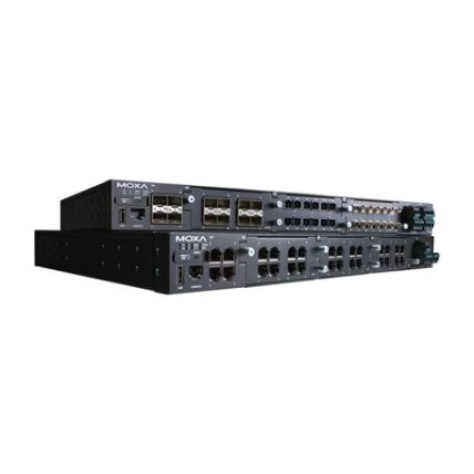 Moxa (RKS-G4028-L3-PoE-4GS-2HV-T) 3 lygmens modulinis valdomas Ethernet komutatorius, komplektacija: 4 100/1000BaseSFP prievadai, 3 lizdai Ethernet moduliams, PoE Ethernet modulis palaikomas, 2 galvaniškai atskirti maitinimo šaltiniai (110/220 VAC/VDC), D 1