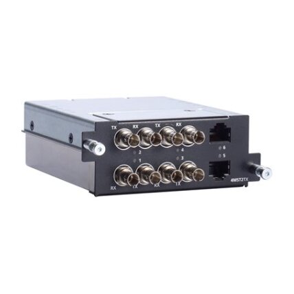 Moxa (RM-G4000-4MST2TX) Fast Ethernet modulis, komplektacija: 4 daugiamodis 100BaseFX prievadai su ST jungtys, 2 10/100BaseT(X) prievadai Moxa (RM-G4000-4MST2TX) Fast Ethernet modulis, komplektacija: 4 daugiamodis 100BaseFX prievadai su ST jungtys, 2 10/100BaseT(X) prievadai