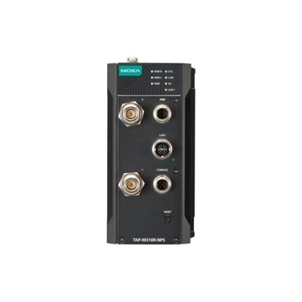 Moxa (TAP-M310R-NPS-1P1R-EU-CT-T) Wi-Fi 6 (802.11ax) traukinyje montuojamas belaidis prieigos taškas / klientas su vienu radijo ryšio modulis, no maitinimas skirstytuvai, vienas M12 K kodavimo 24...110 VDC įėjimas, EU dažnių juosta, Darbinė temperatūra: - 2