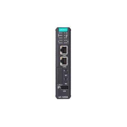 Moxa (UC-1222A) Arm® Cortex®-A53 dviejų branduolių 64-bitų 1-GHz pramoninis kompiuteris, komplektacija: 2 Ethernet prievadai, 2 RS-232/422/485 nuosekliojo ryšio prievadai, 1 USB 2.0 prievadas, 1 mPCIe plėtimo lizdas, 12...24 VDC, TPM v2.0 modulis, Moxa pr 2