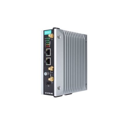 Moxa (UC-8112-ME-T-LX) Arm architektūros su belaidžio ryšio funkcija DIN bėgelio pramoninis kompiuteris, komplektacija: 1 GHz CPU, 512 MB RAM, 2 Ethernet prievadai, 2 nuosekliojo ryšio prievadai, 1 mažas PCIe lizdas, Darbinė temperatūra: -40...85 °C 2