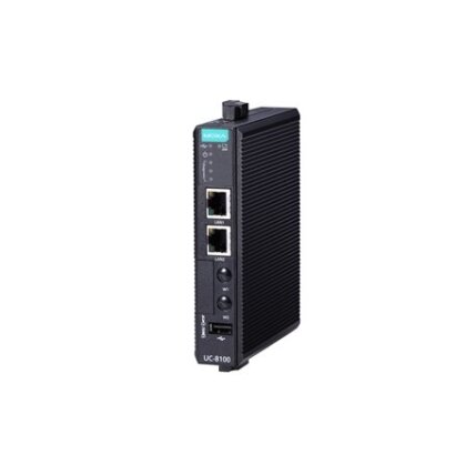 Moxa (UC-8131-LX) Arm architektūros su belaidžio ryšio funkcija DIN bėgelio pramoninis kompiuteris, komplektacija: 300 MHz CPU, 2 Ethernet, 1 nuosekliojo ryšio prievadas 2