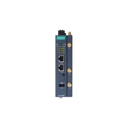 Moxa (UC-8220-T-LX-EU-S) Arm Cortex-A7 dviejų branduolių 1 GHz IIoT tinklų sietuvas su integruotu TPM modulis, ES regionas LTE Cat. 4 modulis iš anksto įdiegta, 1 mažas PCIe plėtimo lizdas skirta a Wi-Fi modulis, 1 CAN prievadas, 4 skaitmeniniai įėjimai ( 3