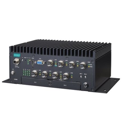 Moxa (V3404-TL3-W-CT-T) x86 kompiuteriai, komplektacija: Intel® Core™ i3-1115G4E procesorius, 4 GbE prievadai, 2 nuosekliojo ryšio prievadai, 2 skaitmeniniai įėjimai (DI), 2 skaitmeniniai išėjimai (DO), 2 USB 3.0 prievadai, 1 HDMI prievadas, 1 VGA prievad 3
