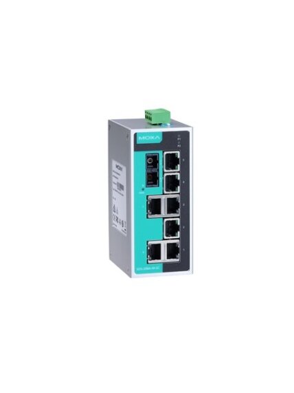 Moxa (EDS-208A-S-SC-T) Unmanaged Ethernet switch with 7 10/100BaseT(X) ports, 1 100BaseFX single-mode port with SC connector, -40 to 75°C operating temperature Moxa (EDS-208A-S-SC-T) Unmanaged Ethernet switch with 7 10/100BaseT(X) ports, 1 100BaseFX single-mode port with SC connector, -40 to 75°C operating temperature