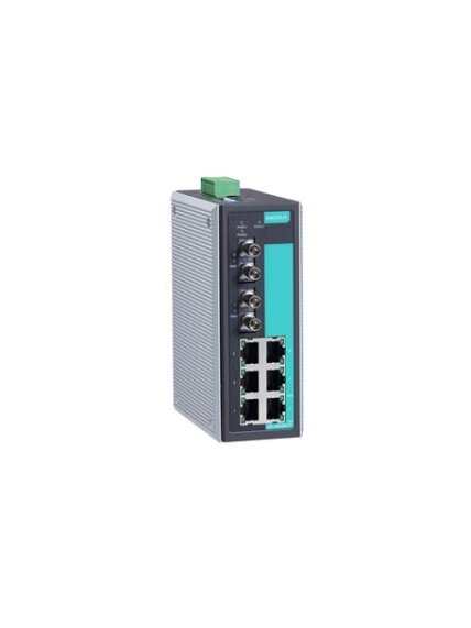 Moxa (EDS-308-S-SC) Unmanaged Ethernet switch with 7 10/100BaseT(X) ports, 1 100BaseFX single-mode port with SC connector, relay output warning, 0 to 60°C operating temperature 3