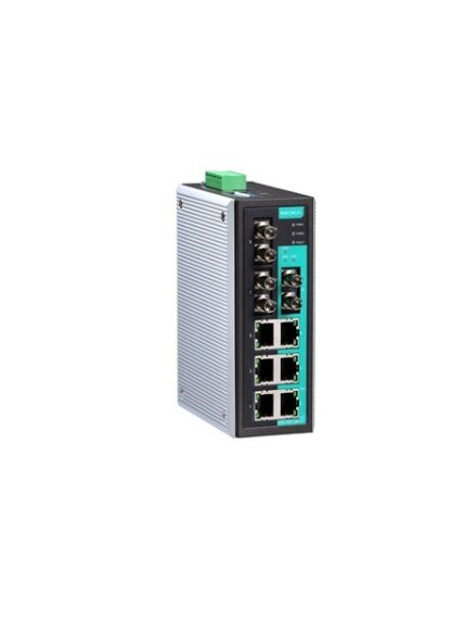 Moxa (EDS-309-3M-ST-T) Unmanaged Ethernet switch with 6 10/100BaseT(X) ports, 3 100BaseFX multi-mode ports with ST connectors, relay output warning, -40 to 75°C operating temperature 3