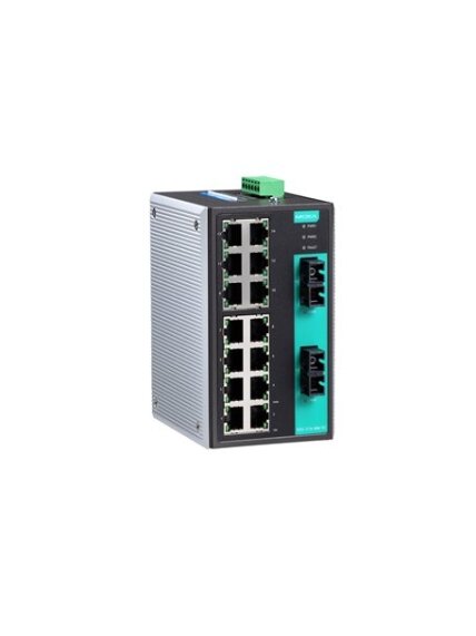 Moxa (EDS-316-MS-SC) Unmanaged Ethernet switch with 14 10/100BaseT(X) ports, 1 100BaseFX multi-mode port with SC connector, 1 100BaseFX single-mode port with SC connector, relay output warning, -10 to 60°C operating temperature 3
